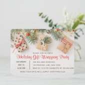 モダンなホリデーギフトラッピングパーティーの招待状 招待状 (スタンド正面)