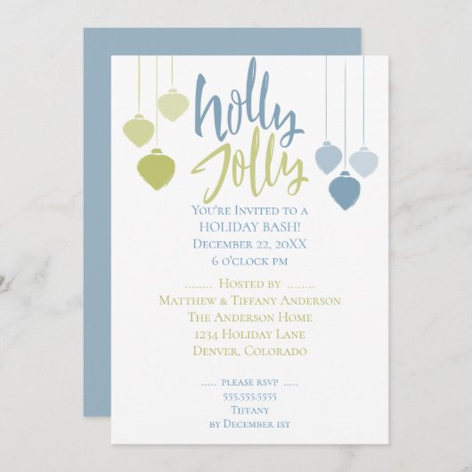 モダンなホリデーシーズンのミニマルな宝玉 招待状 (正面/裏面)