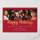 モダンなホリデーシーズン　３枚のフォトリアリスティックな画像 箔シーズンカード (正面)