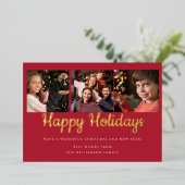 モダンなホリデーシーズン　３枚のフォトリアリスティックな画像 箔シーズンカード (立ち正面)