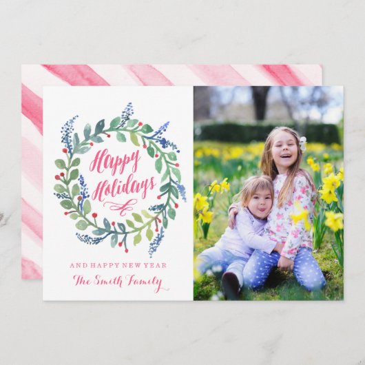 モダンなホリデー | ハッピー ホリデー シーズンカード (正面/裏面)