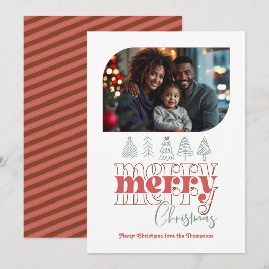 モダンなホリデー フォト - クリスマス ツリーの落書き (正面/裏面)