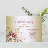 モダンなホリデー フラワー クリスマス パーティー 招待状 (スタンド正面)