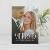 モダンなホリデー 新婚夫婦 ウェディングアナウンスメント シーズンカード (スタンド正面)