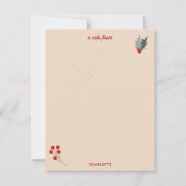 モダンなホリーデー ホリー ベリー クリスマス ボタニカル パターン ノートカード