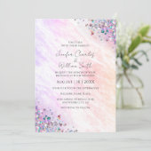 モダンなホログラフィックグリッターが煌く水彩 招待状 (スタンド正面)