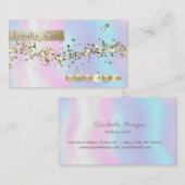 モダンなホログラフィックゴールドのコンフェッティロイヤルティカード ロイヤリティカード (正面/裏面)