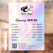 モダンなホログラフィックヘアサロンロゴ営業時間 ウィンドウサイン (シート2)