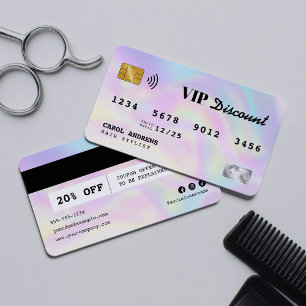 モダンなホログラフィックヘアスタイリスト クレジットカード VIP 割引カード