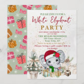モダンなホワイトエレファントギフト交換パーティー 招待状 (正面/裏面)