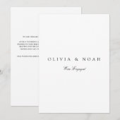 モダンなホワイトエンゲージメント発表カード 案内状 (正面/裏面)