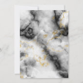 モダンなホワイトグレー大理石にゴールドのリボン 招待状 (裏面)