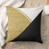 モダンなホワイトゴールドの黒の三角形 クッション (ブランケット)
