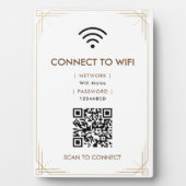 モダンなホワイトゴールド アールデコ調WiFi フォトプラーク (正面)