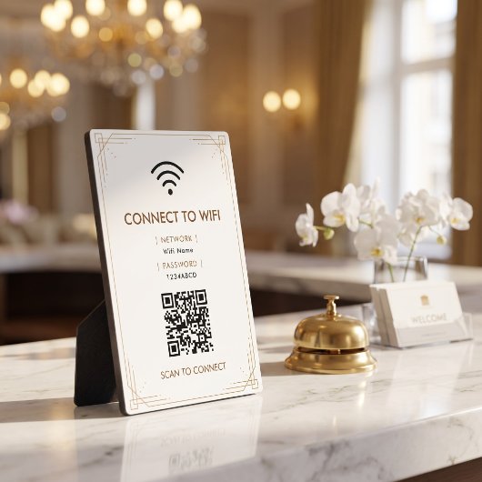 モダンなホワイトゴールド アールデコ調WiFi フォトプラーク