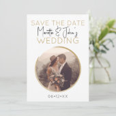 モダンなホワイトゴールド エレガント お二人の写真を追加 ウェディング 招待状 (スタンド正面)