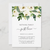 モダンなホワイトフラワーのエレガントな結婚披露宴 招待状 (正面)