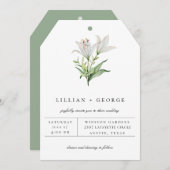 モダンなホワイトユリの花束 ウェディング 案内状 (正面/裏面)