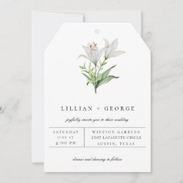モダンなホワイトユリ フラワーブーケ ウェディング 案内状