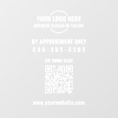 モダンなホワイトロゴQRコード 予約のみ受付中 ウィンドウサイン (シート)