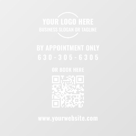 モダンなホワイトロゴQRコード 予約のみ受付中 ウィンドウサイン (シート)