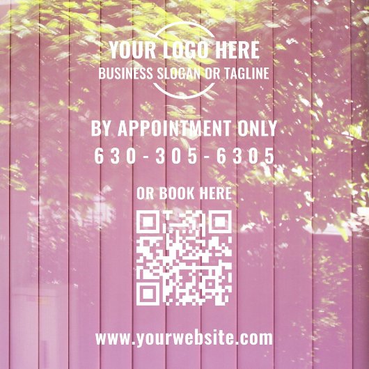 モダンなホワイトロゴQRコード 予約のみ受付中 ウィンドウサイン