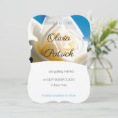 モダンなホワイトローズのウェディング・セーブ・ザ・デート 招待状 (スタンド正面)