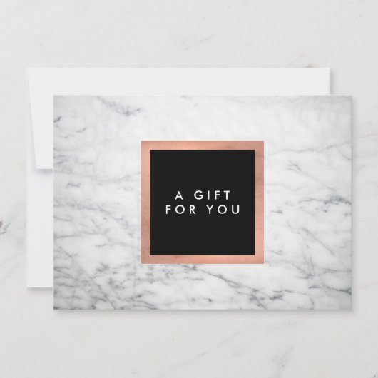モダンなホワイト大理石とローズゴールドのギフト証明書 (正面)
