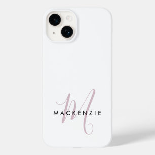 モダンなホワイト ピンク ブライダル スクリプト モノグラム Case-Mate iPhone 14ケース