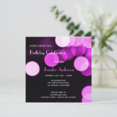 モダンなボケピンクのグリッターとグラマラスな誕生日パーティー 招待状 (スタンド正面)