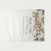 モダンなボタニカルパンパスユーカリ結婚式ウェルカム タペストリー (正面(横))