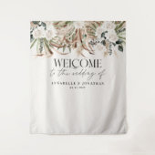 モダンなボタニカルパンパスユーカリ結婚式ウェルカム タペストリー (正面)