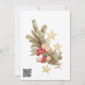 モダンなボタニカル柄のクリスマスパーティー招待状 QR 招待状 (裏面)