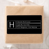 モダンなボックスモノグラム 黒と白のリターンアドレス ラベル (インサイチュ)