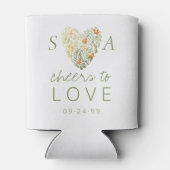 モダンなボヘミアンスタイルのフラワーグリーンウェディング 缶クーラー (裏面)