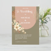 モダンなボヘミアンチックな水彩花イラスト 招待状 (スタンド正面)