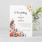 モダンなボヘミアンチックな水彩花イラスト 招待状 (スタンド正面)