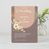 モダンなボヘミアンチックな水彩花イラスト 招待状 (スタンド正面)