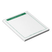 モダンなボーダー ダークグリーン ネームプレート 学校 オフィス ノートパッド (アングル)