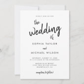 モダンなボールドスクリプトのブラックアンドホワイトの結婚式 招待状 (正面)