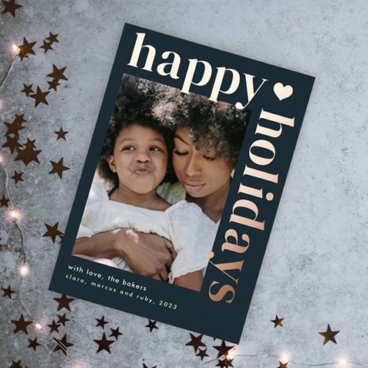 モダンなボールドタイポグラフィー ホリデーシーズンおめでとう 箔シーズンカード