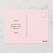 モダンなボールドパステルピンクのガーリーなハッピーバースデー ポストカード (裏面)