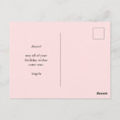 モダンなボールドパステルピンクの女の子らしいハッピーバースデー ポストカード (裏面)