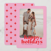 モダンなボールドフォトピンクとレッドのグラフィックタイプ シーズンカード (正面/裏面)