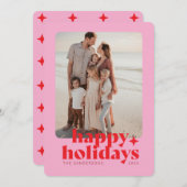 モダンなボールドフォト ピンクと赤のグラフィックタイプ シーズンカード (正面/裏面)