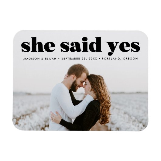 モダンなボールドブラックタイポグラフィー フォト セーブ・ザ・デート マグネット (横)