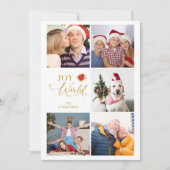 モダンなポインセチア コラージュ 5 枚の家族写真 シーズンカード (正面)