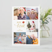 モダンなポインセチア コラージュ 5 枚の家族写真 シーズンカード (スタンド正面)