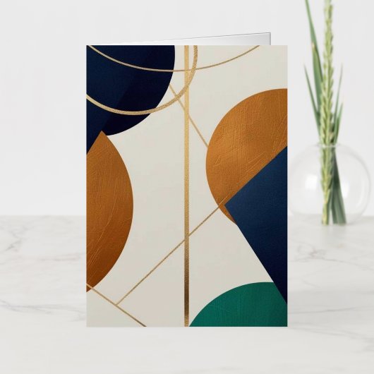 モダンなポスター ミニマル 三角形が重なり合う 箔グリーティングカード (正面)