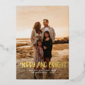 モダンなポップカラーのクリスマス　輝く 箔シーズンカード (正面)